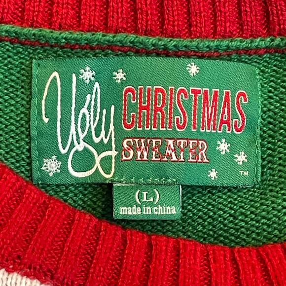 Ugly Christmas Sweater Santa Yourself Selfie Light Up Holiday Sweater Size Large - Picture 4 of 5